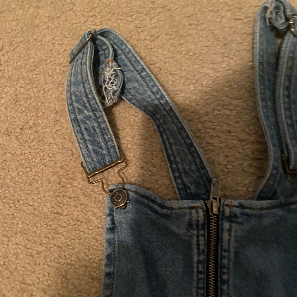 Denim Overall Dress with Front Zipper | Women’s Casual Jean Jumper | Size S - Picture 2 of 2